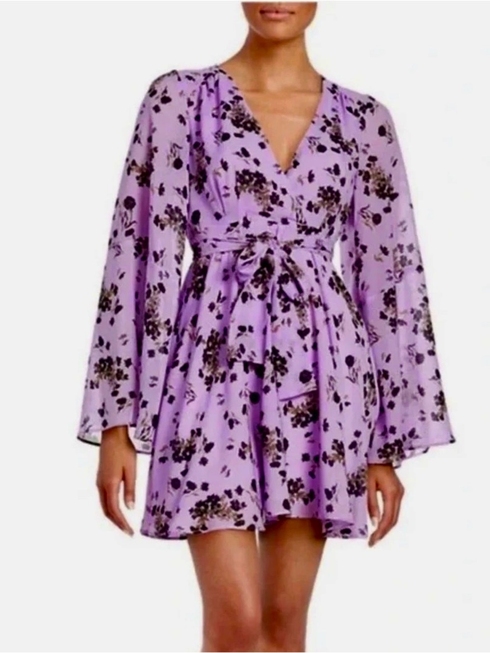 FREE PEOPLE LILOU WISTERIA FLORAL MINI DRESS